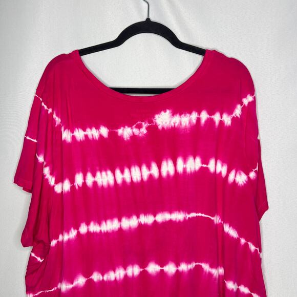 Torrid Super Soft Knits Pink Short Sleeve T-Shirt in Tie Dye Size 5X - Picture 5 of 8